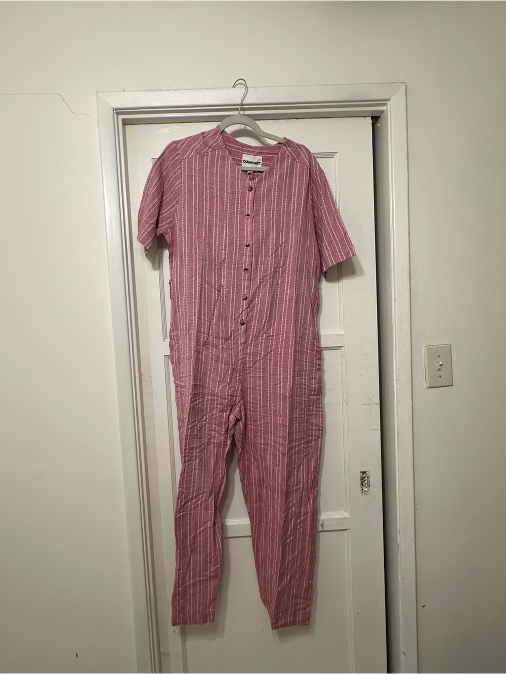 Pink Striped Jumpsuit - Relaxed Women's Romper